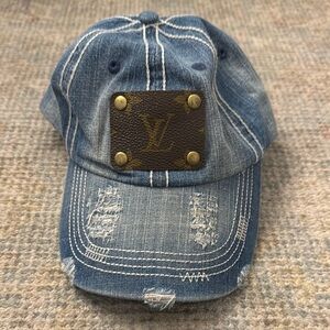 Denim Blue Cap with Brown Accents